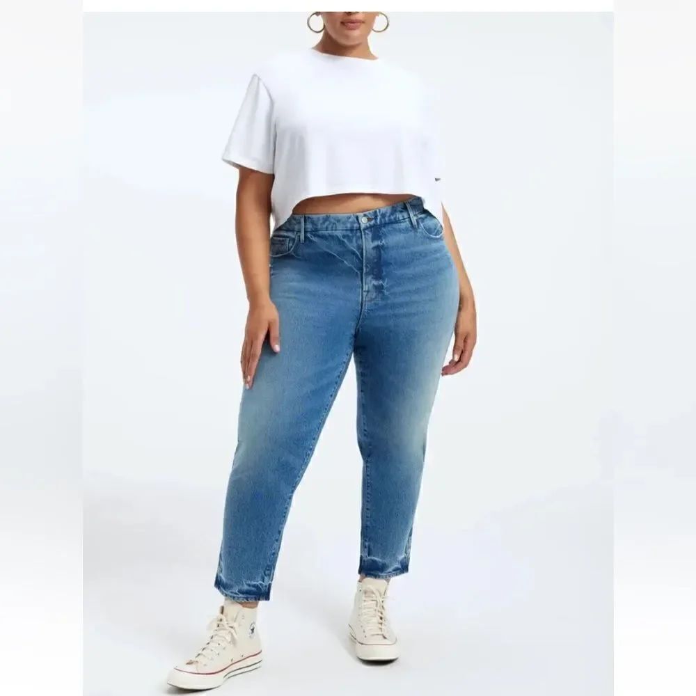 Good American Weekender Jeans Size 12/31 Ankle Straight High Rise